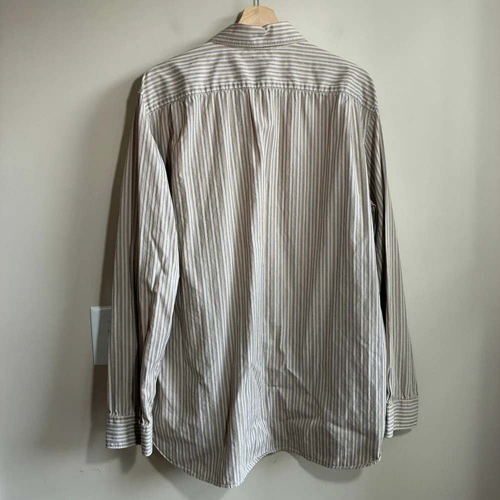 Banana Republic Slim Fit Western Snap Shirt XL Tan Mens Cotton Long Sleeve